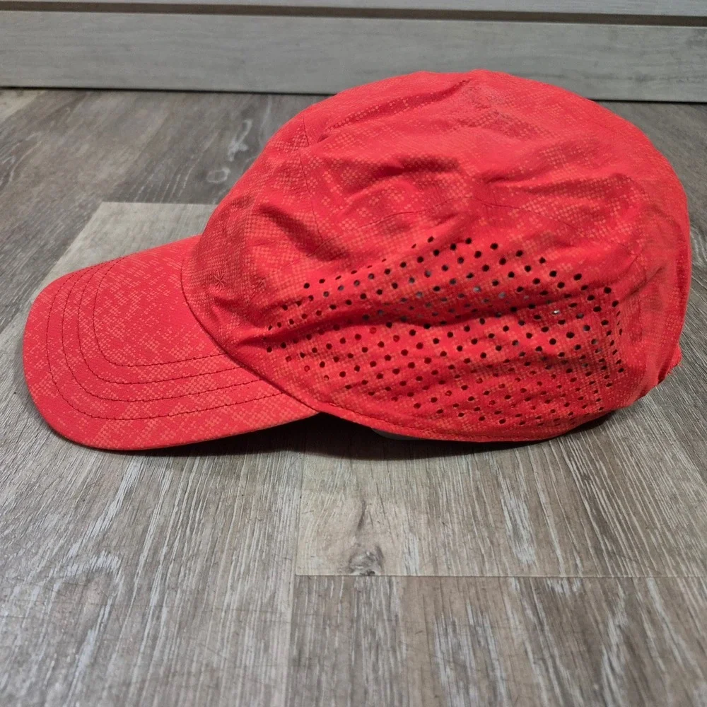 Athleta Womens Red Perforated Running Hat Adjustable Athletic Cap One Size